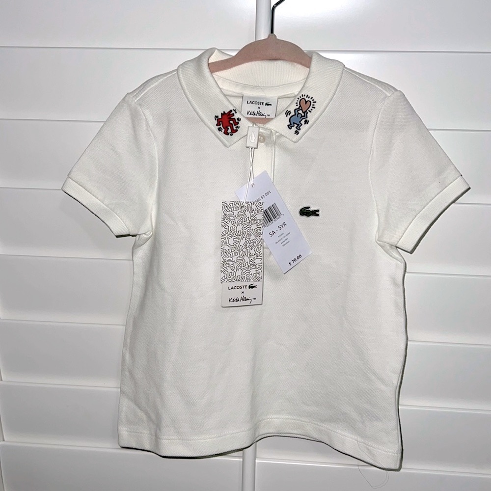 Lacoste x Keith haring for boy or girl very versatile. Brand new never worn